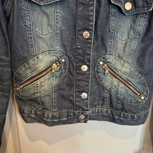 VTG Miss Sixty Denim Jean Jacket Sz Small Y2K Cropped Zipper Italy 90s Archive - Picture 4 of 13